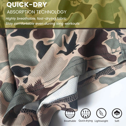 Pack 3 Duck Hunting Camo Shorts - 7 Inch Inseam Camo Mesh Design