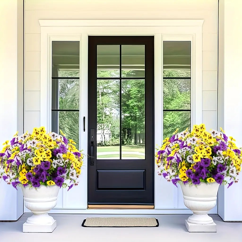 12.56-inch Artificial Tricolor Violet Flowers - Imitating UV Resistant