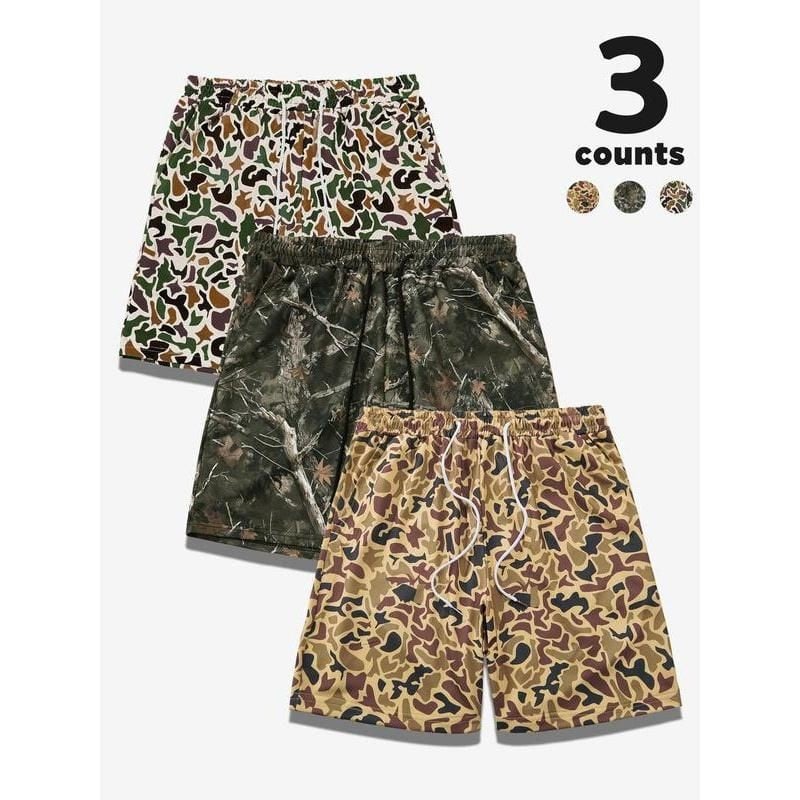 Pack 3 Duck Hunting Camo Shorts - 7 Inch Inseam Camo Mesh Design