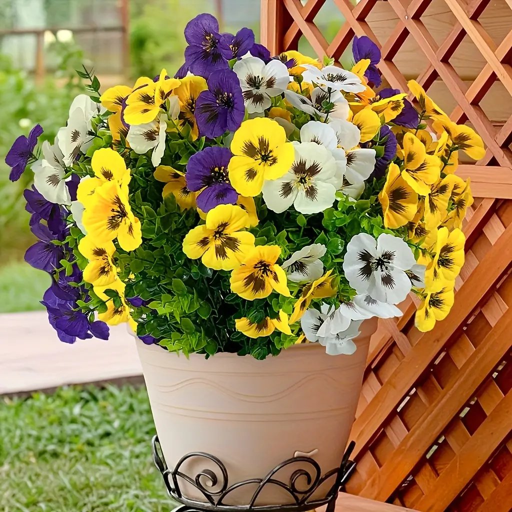 12.56-inch Artificial Tricolor Violet Flowers - Imitating UV Resistant