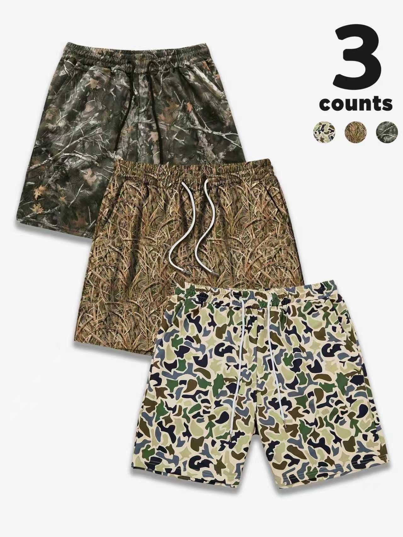 Pack 3 Duck Hunting Camo Shorts - 7 Inch Inseam Camo Mesh Design